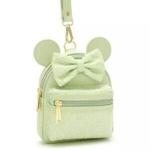 Loungefly Disney Parks Convertible Belt Bag Wristlet in Mint Green Sequins NEW